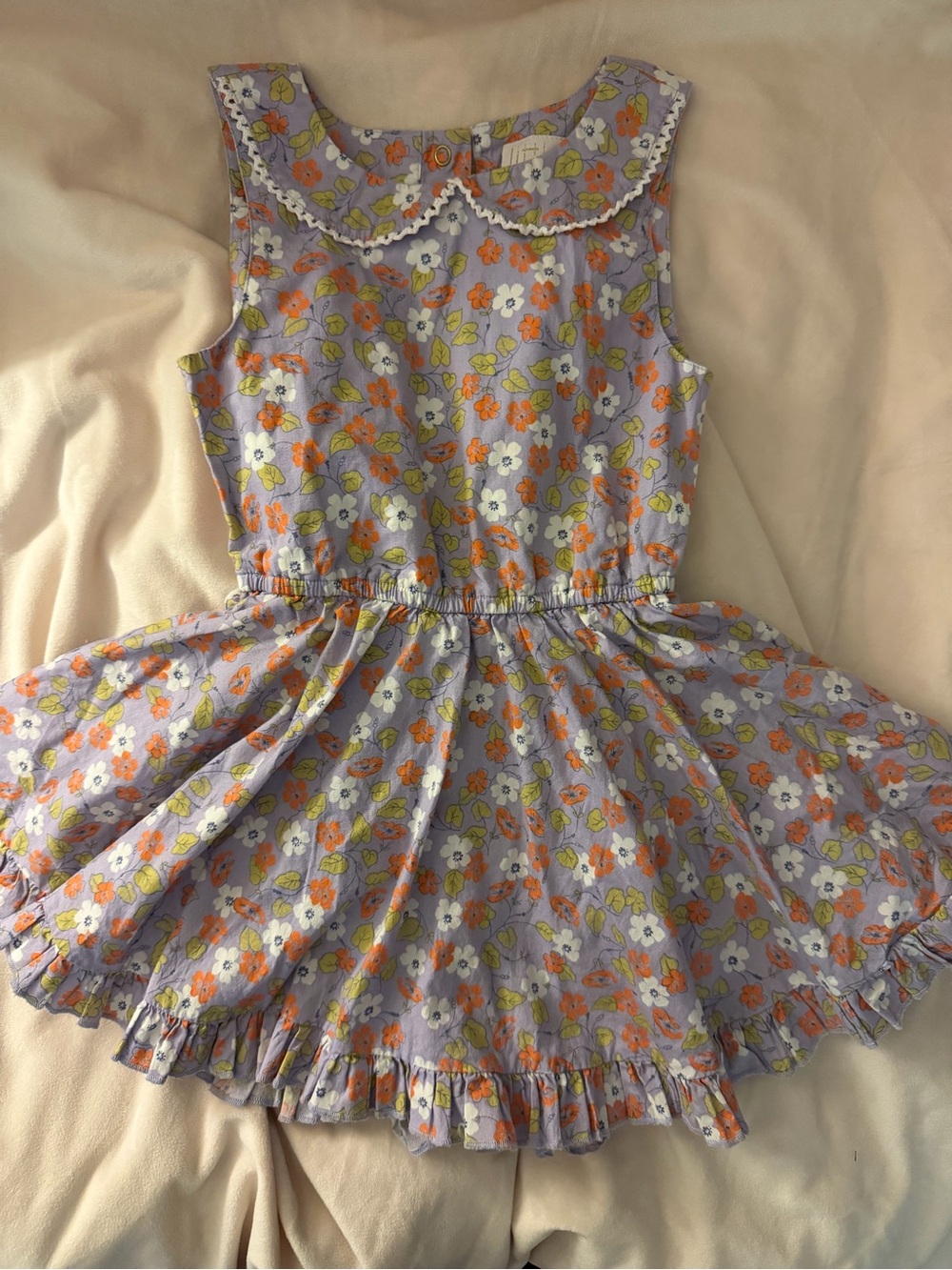 Little Miss Lavender Floral Dress with Orange and White Flowers